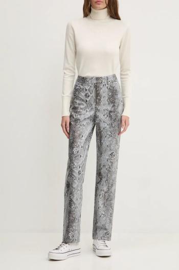 Kalhoty Karl Lagerfeld Jeans dámské, šedá barva, jednoduché, high waist, 246J1005