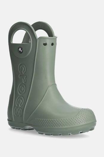 Dětské holínky Crocs HANDLE RAIN BOOT zelená barva, 12803