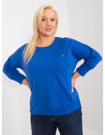 Dámská halenka plus size s kulatým výstřihem kobaltová