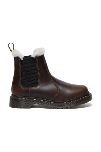 Boty s gumou Dr. Martens 2976 Leonore dámské, hnědá barva, na plochém podpatku, zateplené, DM32016777