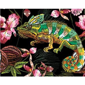 Zuty - Malování podle čísel - CHAMELEON A ORCHIDEJE, 80x100 cm, vypnuté plátno na rám (HRAmmb11017nad)