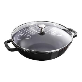 Wok se skleněnou poklicí O 30 cm černý Staub