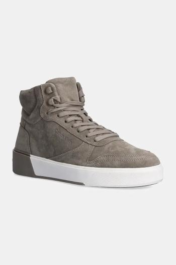 Semišové sneakers boty Calvin Klein HIGH TOP LACE UP BSKT SUE šedá barva, HM0HM01592