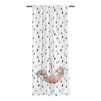 Fehér pamut-szatén gyerek függöny 110x250 cm Bunnies in the Rain – Butter Kings