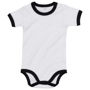 Babybugz Dvoubarevné dětské body s krátkým rukávem - Bílá / černá | 3-6 měsíců