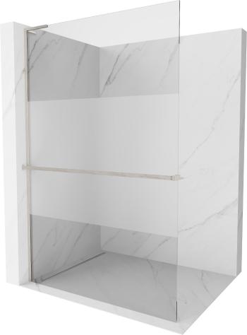 MEXEN/S - Kioto+ L Sprchová zástena WALK-IN s poličkou a držiakom uterákov 120 x 200, transparent/dekor, nikel kartáčovaná 800-120-123-97-35