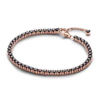 Pandora Pozlacený tenisový náramek s černými krystaly Rose Timeless 581469C02 20 cm