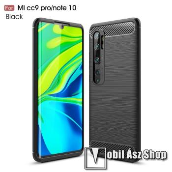 OTT! CARBON szilikon védő tok / hátlap - FEKETE - karbon mintás, ERŐS VÉDELEM! - Xiaomi Mi Note 10 / Xiaomi Mi Note 10 Pro / Xiaomi Mi CC9 Pro