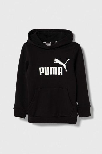 Dětská mikina Puma ESS Logo Hoodie FL G černá barva, s kapucí, s potiskem