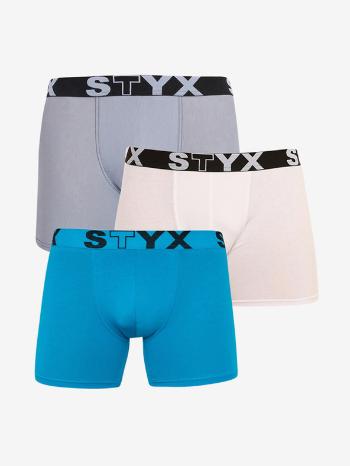 Styx Boxerky 3 ks Modrá Bílá Šedá