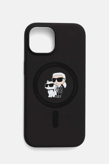 Obal na telefon Karl Lagerfeld iPhone 15 / 14 / 13 6.1 černá barva, KLHMP15SSCMKCRHK