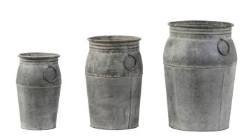 Set 3ks plechových květináčů s patinou Dahlia antique zinc - Ø 26*42cm 5906814