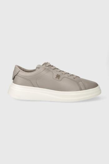 Kožené sneakers boty Tommy Hilfiger POINTY COURT SNEAKER šedá barva, FW0FW07460