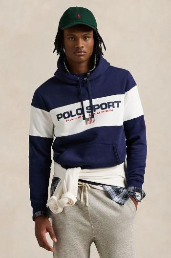 Mikina Polo Ralph Lauren pánská, tmavomodrá barva, s kapucí, vzorovaná, 710961613