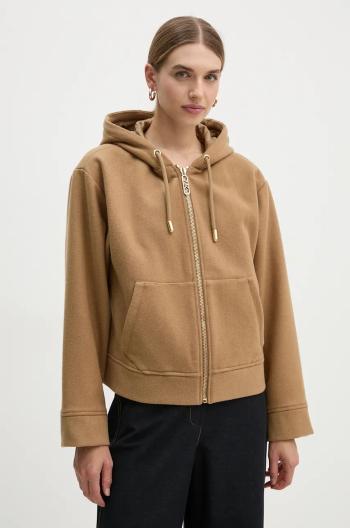 Vlnená bunda MICHAEL Michael Kors béžová farba, prechodná, oversize, MF420FKBQA