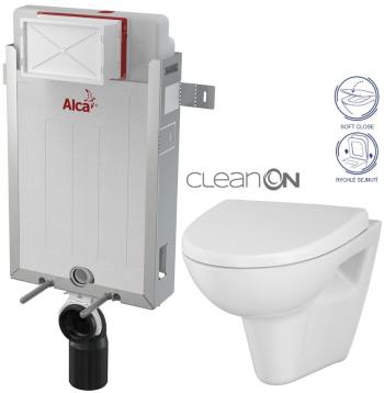 ALCADRAIN Renovmodul předstěnový instalační systém bez tlačítka + WC CERSANIT CLEANON PARVA + SEDÁTKO AM115/1000 X PA1