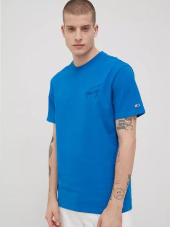 Tommy Jeans pánské modré tričko Signature - XL (C4H)