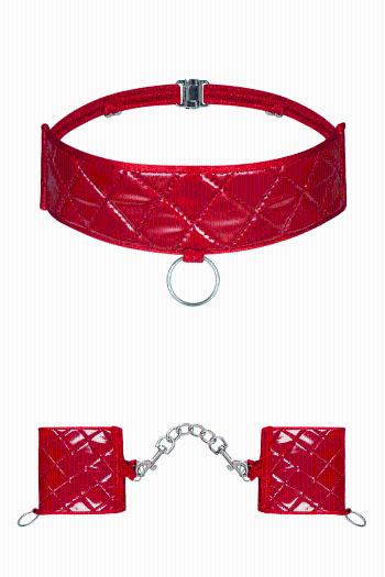 Červený set choker + pouta Hunteria