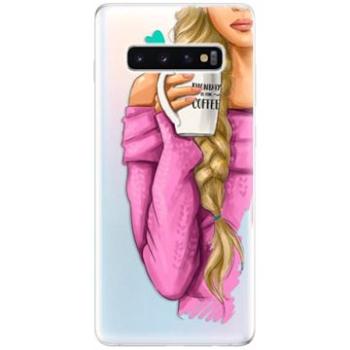 iSaprio My Coffe and Blond Girl pro Samsung Galaxy S10+ (coffblon-TPU-gS10p)