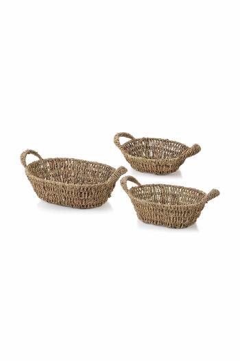 Affek Design tároló kosarak készlete Amparo 30 x 23 x 9 / 27 x 20 x 8 / 24 x 17 x 7 cm 3 db barna