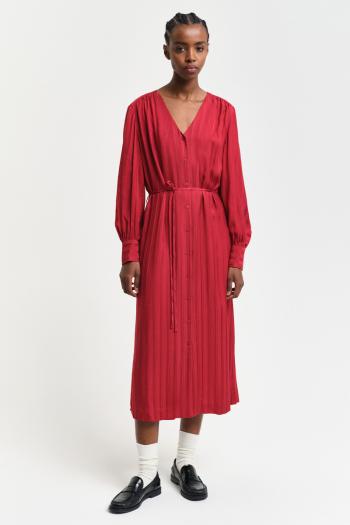 ŠATY GANT RELAXED SATIN STRIPE SHIRT DRESS CHERRY RED