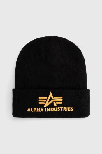 Čepice Alpha Industries 3D Beanie černá barva, z tenké pleteniny, 168910.583