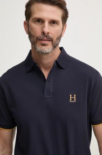 Bavlněné polo tričko Hackett London tmavomodrá barva, s aplikací, HM563354