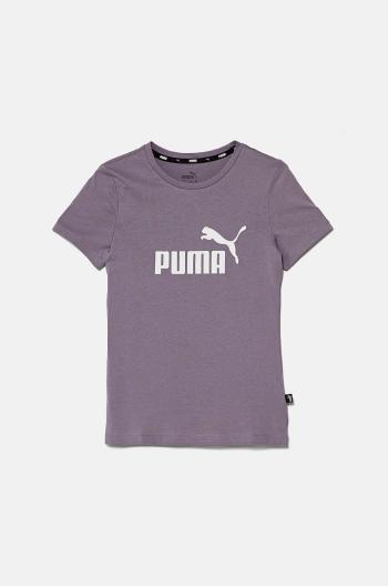 Dětské bavlněné tričko Puma fialová barva