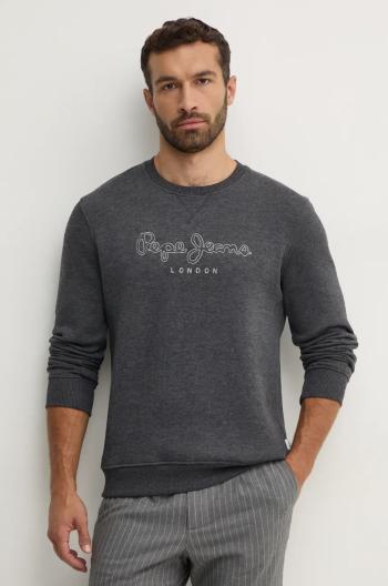 Mikina Pepe Jeans NEW NOUVEL CREW pánská, šedá barva, hladká, PM582719