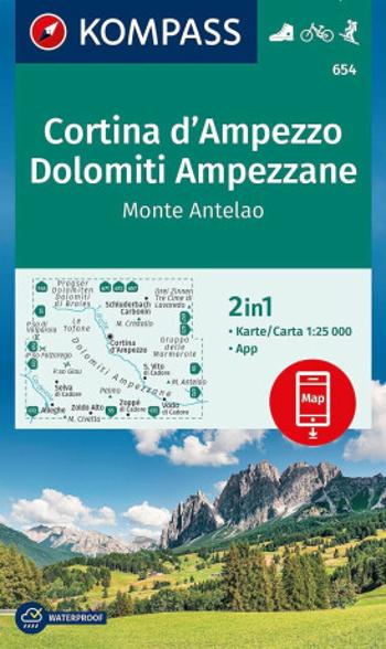 Cortina d´Ampezzo, Dolomiti Ampezzane, Monte Antelao 1:25 000 / turistická mapa KOMPASS 654