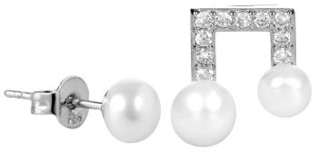 JwL Luxury Pearls Asymetrické perlové náušnice se zirkony JL0415