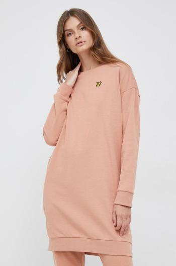 Bavlněné šaty Lyle & Scott oranžová barva, mini