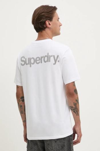 Bavlněné tričko Superdry bílá barva, s potiskem, M1012032A-T7X