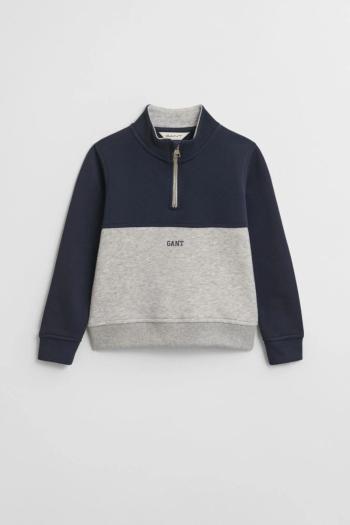 MIKINA GANT BLOCKED HALF ZIP SWEATSHIRT LIGHT GREY MELANGE