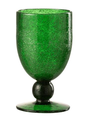 Zelená sklenička na víno na noze s bublinkami Wine Lisboa green - Ø9*15cm / 370ml 21696