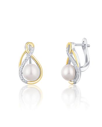 JwL Luxury Pearls Elegantní bicolor náušnice s pravými perlami JL0721