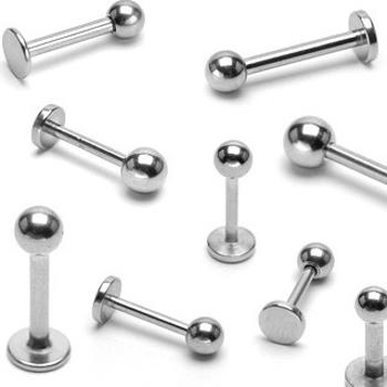 Piercing do brady z ocele 316L, lesklá gulička - Rozmer: 1,2 mm x 8 mm x 3 mm