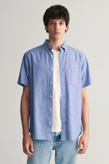 KOŠILE GANT REG COTTON LINEN SS SHIRT RICH BLUE