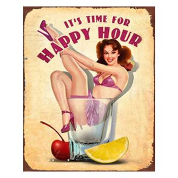 Kovová nástěnná cedule Happy Hour - 20*1*25 cm 6Y4934