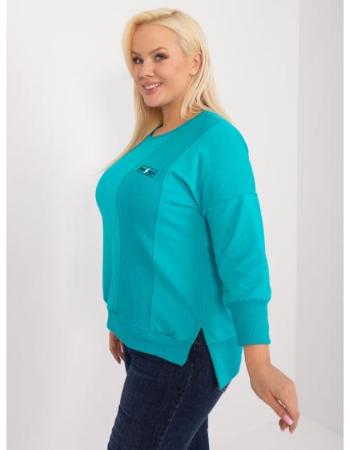 Dámská halenka plus size s rozparky tyrkysová