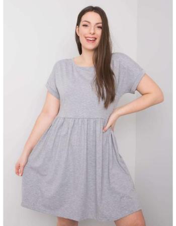 Dámské šaty s krátkými rukávy plus size MOLLY šedé  