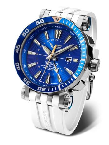 Vostok Europe Energia Rocket Automatic GMT NH34-575A716 - Bílý silikonový řemínek