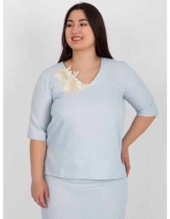 Dámská halenka s krátkými rukávy plus size GISELLE světle modrá  