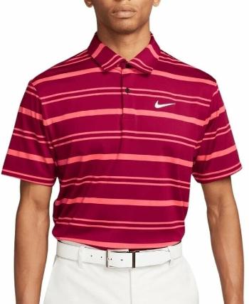 Nike Dri-Fit Tour Mens Striped Golf Noble Red/Ember Glow/White XL Polo košile