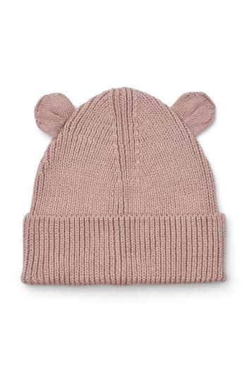 Dětská bavlněná čepice Liewood Gina beanie with ears růžová barva, LW15032