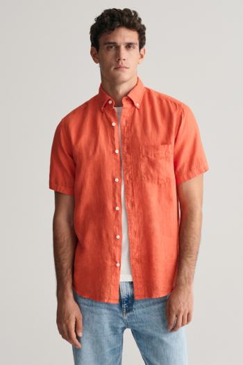 KOŠILE GANT REG GMNT DYED LINEN SS SHIRT BURNT ORANGE