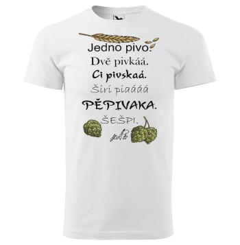 Tričko Pivóóó (Velikost: 2XL, Typ: pro muže, Barva trička: Bílá)