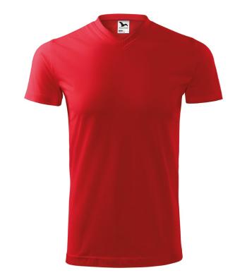 MALFINI Tričko Heavy V-neck - Červená | XXL