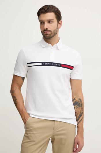 Polo tričko Tommy Hilfiger bílá barva, s aplikací, MW0MW38130