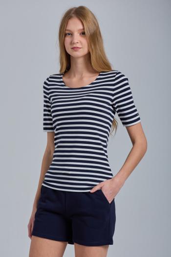 TRIČKO GANT STRIPED 1X1 RIB LSS T-SHIRT EVENING BLUE